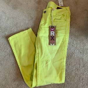 Roxy yellow distressed jeans sz 7